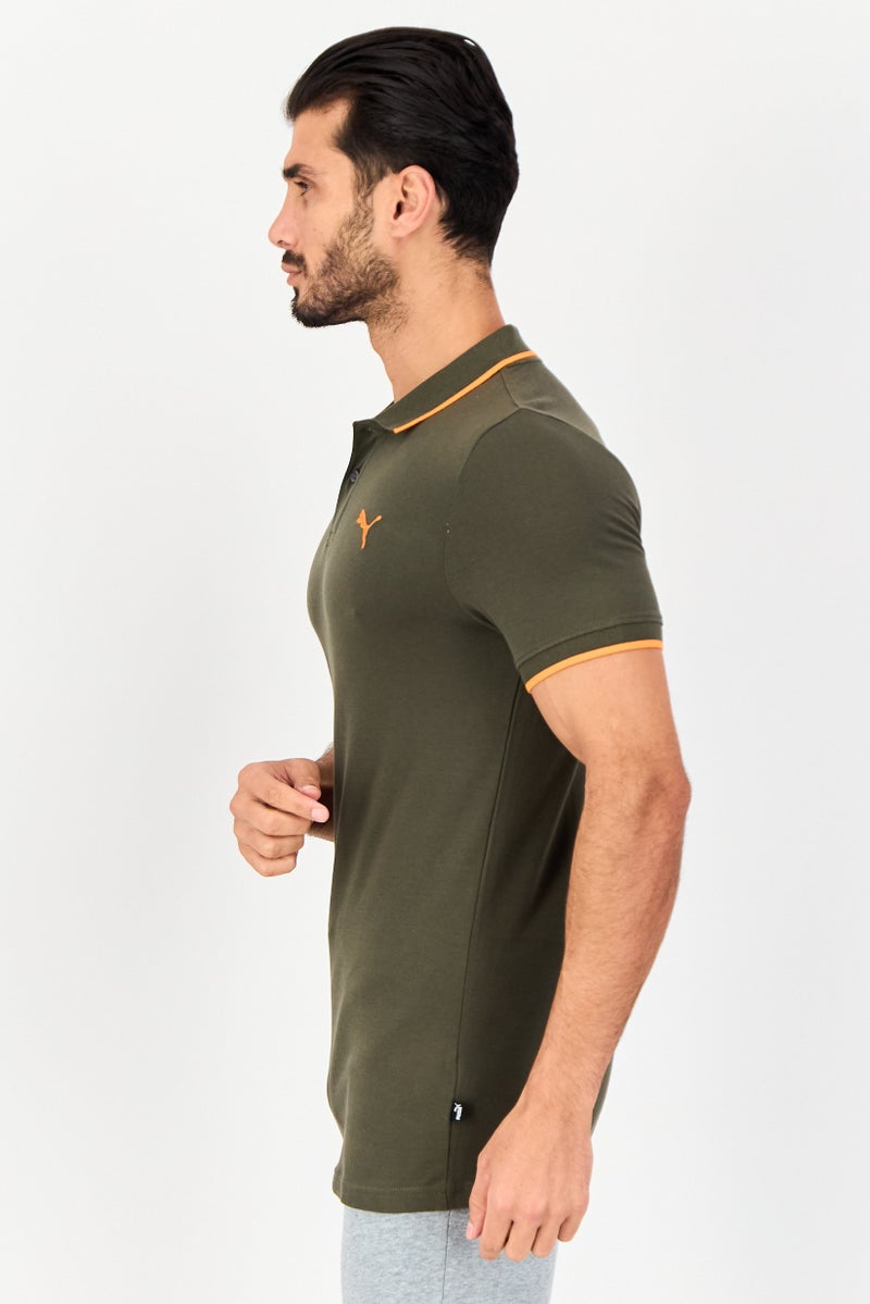 PUMA Men Sportswear Fit Short Sleeves Outdoor Polo Shirt, Olive - Image 4